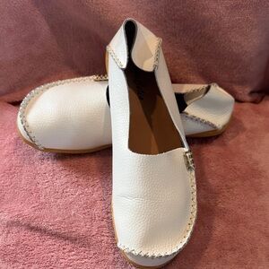 Elegant White Leather Loafers
